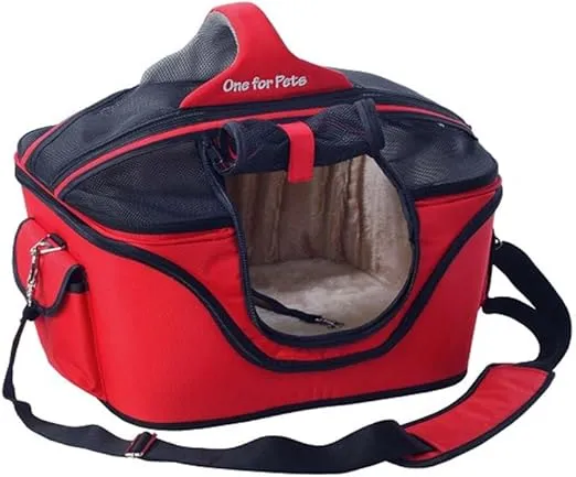 Deluxe Cozy Dog Cat Carrier, Mini, Red, Airplane Approved Size