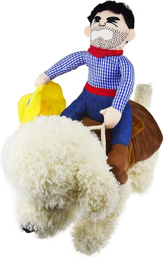 Patgoal Cowboy Rider Dog Costume for Dogs Clothes Knight Style with Doll and Hat for Halloween Christmas Holiday Day