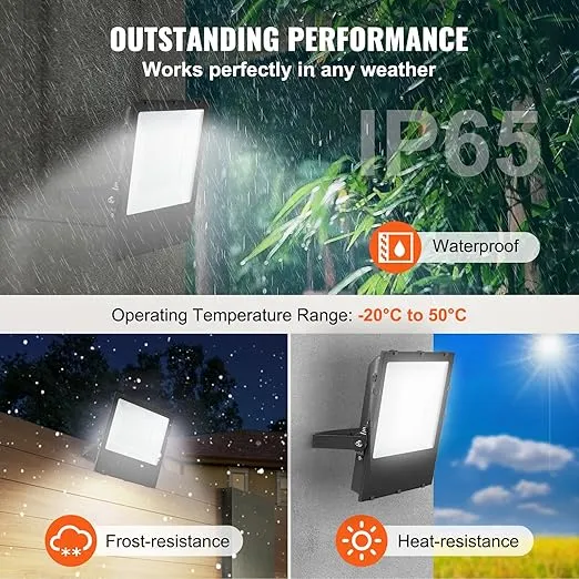 VEVOR LED Stadium Light, 250W 28000LM LED Flood Light, 6500K Daylight White Bright Outdoor Flood Light with Plug, IP65 Waterproof Outdoor Stadium Light for Playground, Yard, Garden