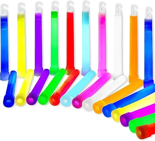 Glow Sticks - Bulk Pack of Ultra Bright, 6-Inch Multi-Color Sticks with Safety String Lanyard, Individually Wrapped, 12 Hour Duration Glow Stick Pack of 25