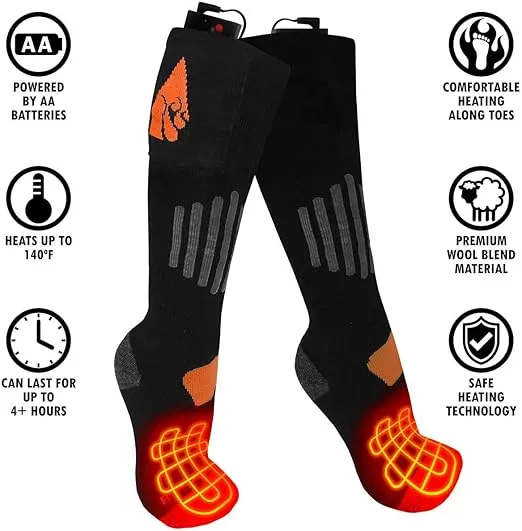 ActionHeat AA Battery Heated Socks - Unisex Warm Socks w/Built-in Heating Panels, Heat Reflective Technology, 4.5V Heating Socks