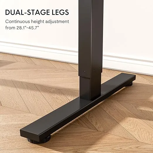 FLEXISPOT EN1 Whole-Piece Standing Desk 60"x24" Height Adjustable Desk, Electric Sit Stand Desk Home Office Table Standing Desk (Black Frame + Maple Top, 2 Packages)