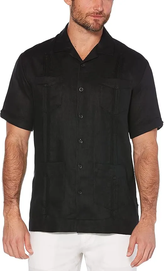 Cubavera Men's 100% Linen Four-Pocket Short Sleeve Button-Down Guayabera Shirt (Size Small-5x)