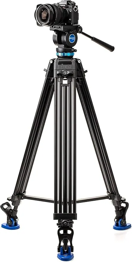 Benro KH25P Video Tripod with Head, 11lb Payload, Continuous Pan Drag, Anti-Rotation Camera Plate (KH26P)