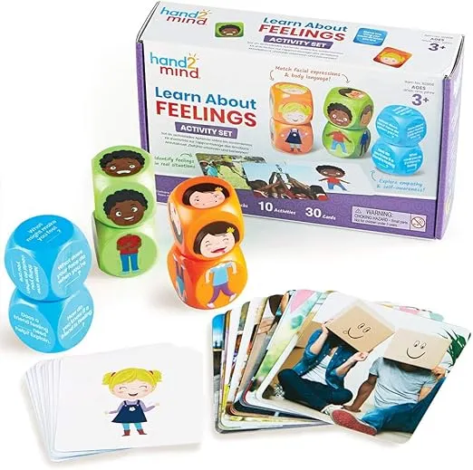 hand2mind Learn About Feelings Set, Social Skills Games for Kids, Social Emotional Learning Activities, Play Therapy Toys for Counselors, Calm Down Corner Supplies, Autism Learning Materials