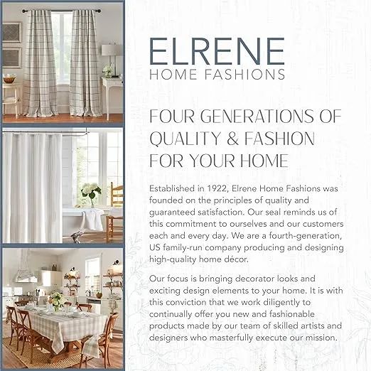 Elrene Home Fashions Tucker Ticking Stripe Tier Window Curtains for Kitchen or Bathroom, 30" x 36", Set of 2, Linen