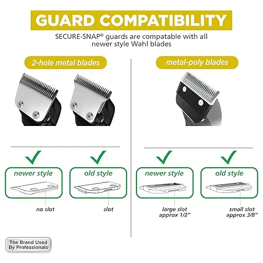 Wahl Genuine SECURE-SNAP® Guide Comb Set with Colored Metal Clips and Guard Organization Caddy, 12 Full Size Attachment Guards from 1/16” to 1” for Increased Cutting Performance Grey - 3291-300