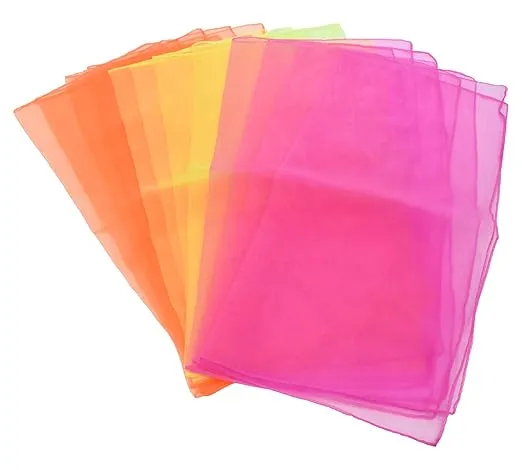 Nylon Juggling Scarves - 16 inches Square - Set of 12