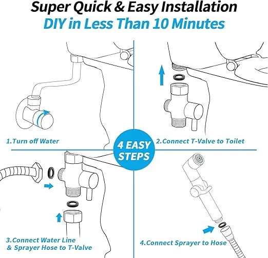KAIYING Handheld Bidet Sprayer for Toilet, Baby Cloth Diaper Sprayer, Bathroom Muslim Shower Toilet Sprayer Attachment with Hose, Support Wall or Toilet Mount (Chrome)