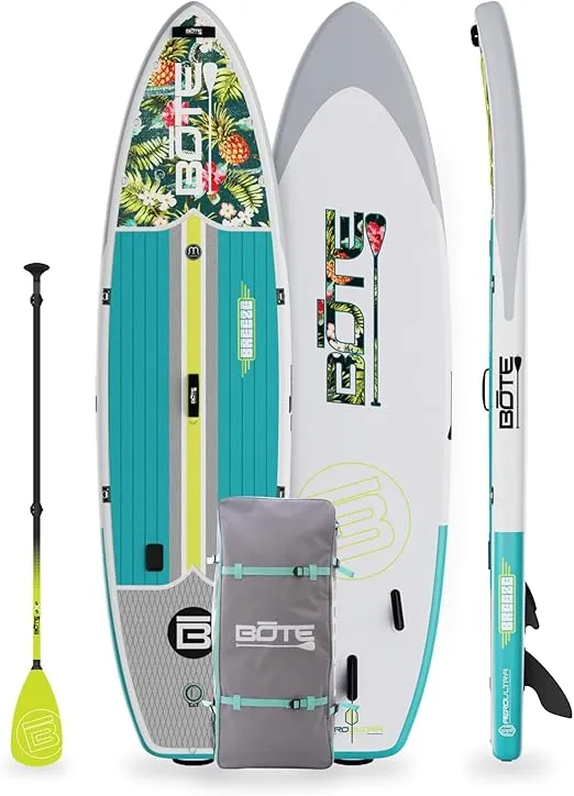 Bote 11' FT 6" Breeze Aero Inflatable Stand Up Paddle Board, MAGNEPod Compatible Blow Up iSUP Great for Adults Kids Family Travel Friendly Multiple Sizes Color Options