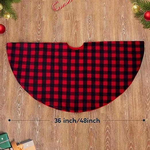 Joiedomi 36" Buffalo Plaid Christmas Tree Skirt - Red and Black Buffalo Checked Tree Skirts Mat for Xmas New Years Eve Holiday Party Outdoor Decoration