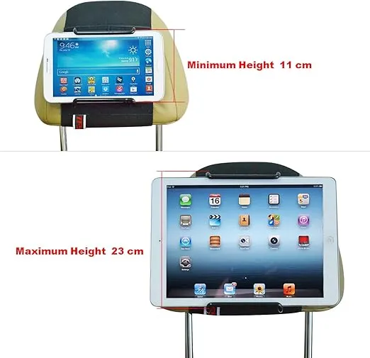 TFY Universal Car Headrest Mount, Fits 7-11 Inch Tablets - iPad, Samsung Galaxy Tab & Note, Adjustable Strap, Detachable, Portable, No Protruding Parts