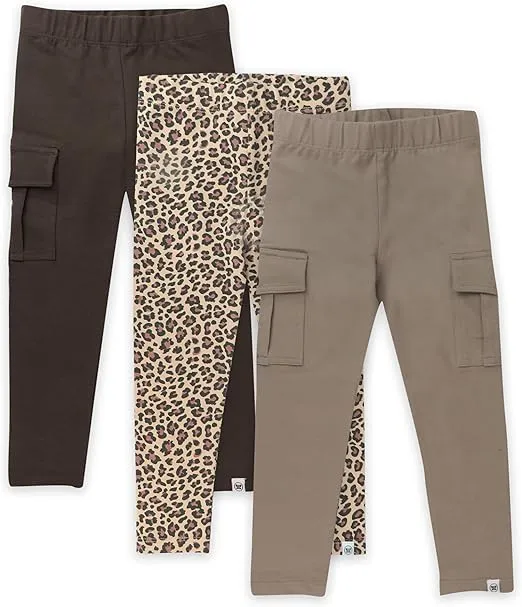 HonestBaby Multipack Leggings Skinny, Flare and Cargo Pants Organic Cotton for Infant Baby Girls, Toddlers, Little Kids