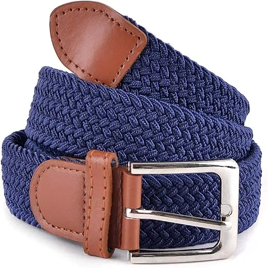 Umo Lorenzo Stretch Braided Woven Belts without Holes, Elastic Casual Belts for Men and Women