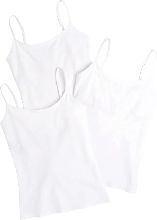 Pact® Organic Cotton Shelf Bra Camisole for Women – Pack of 3 – 95% Cotton – 5% Elastane – Scoop Neckline Camisole 3-Pack White LG One Size