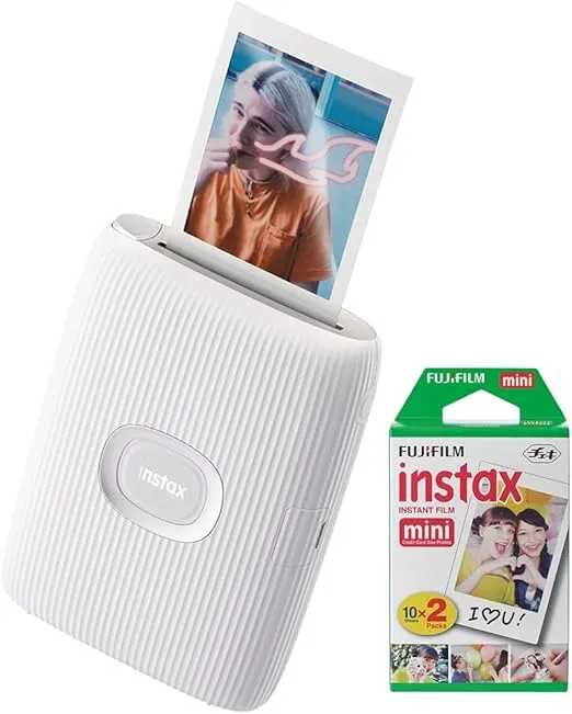 Fujifilm Instax Mini Link Instant Smartphone Printer (ASH) with Instax Film Pack (2 Items)