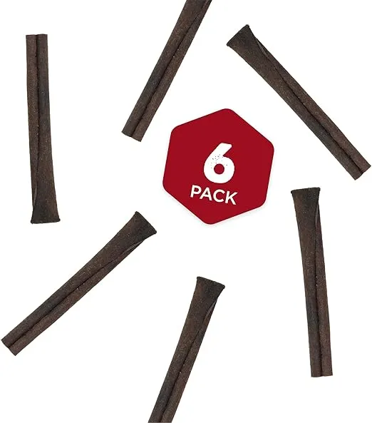 Best Bully Sticks All Natural Peanut Butter Flavor Beef Collagen Sticks - 6 Inch 6 Pack - Long Lasting Limited Ingredient Dog Chew - Supports Healthy Joints, Skin & Coat