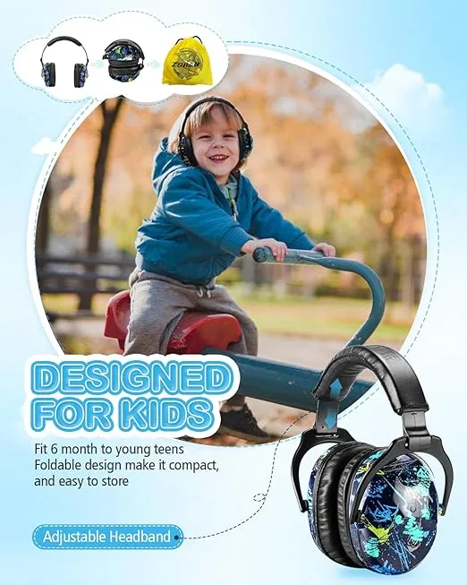 ZOHAN EM030 Kids Ear Protection Safety Ear Muffs, [Upgraded] Hearing Protectors for Children Have Sensory Issues