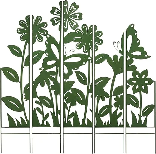 Glitzhome Garden Stake 40 Inch Flower Butterfly Garden Stakes Decor Metal Decorative Flowers Garden Stakes Yard Art 5 Pieces Yard Stakes Indoor Outdoor Lawn Garden Patio Backyard Ornaments Yard Sign