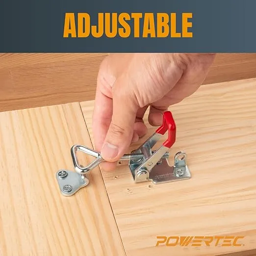 POWERTEC 4PK Toggle Clamp, 400 lbs Holding Capacity, 4002 Adjustable Pull Action Latch for Smoker, Tool Box, Woodworking Jigs and Fixtures, Cabinet, Tool box, Door (20333)