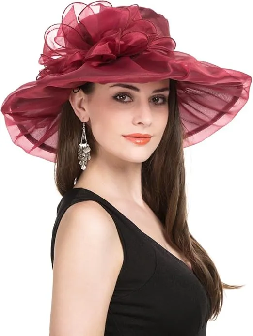 SAFERIN Women's Organza Church Kentucky Derby Fascinator Bridal Tea Party Wedding Hat