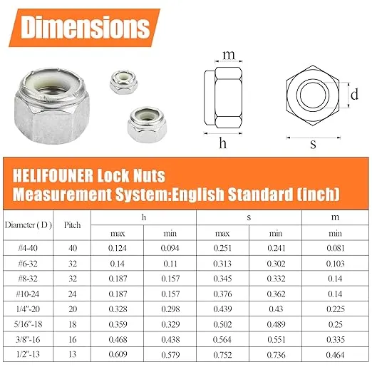 100 Pieces #10-24 Nylon Insert Hex Lock Nuts, 304 Stainless Steel (18-8) Locknuts, Bright Finish, Coarse Thread
