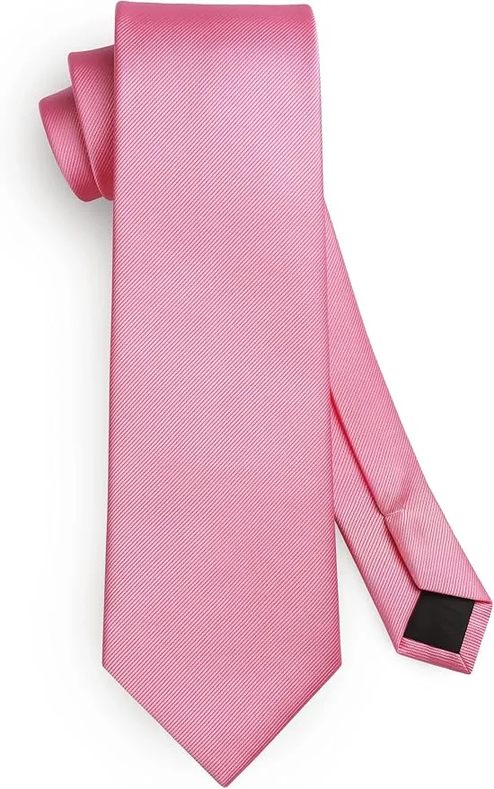 HISDERN Mens Ties Solid Color Wedding Ties and Pocket Square Neckties Clip Sets Business Formal Satin Ties for Men
