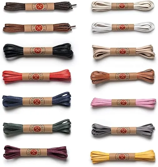 Premium Flat Waxed Cotton Boot Laces - Cobbler's Choice Shoe Laces - Durable and Beautiful Laces!