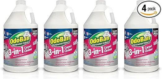 OdoBan 3-in-1 Carpet Cleaner, Set of 4, 1 Gallon Each