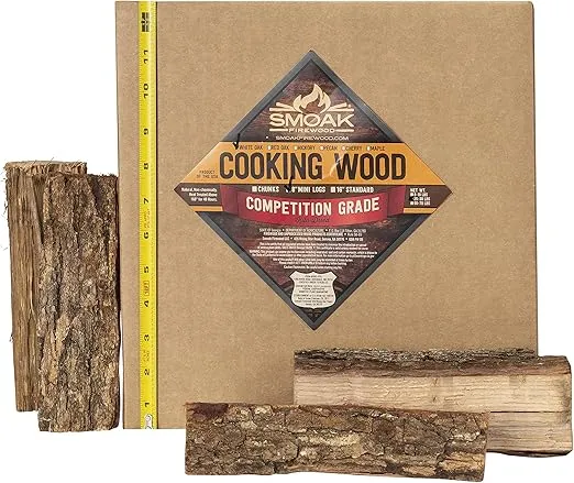 Smoak Firewood Cooking Wood Mini Splits - USDA Certified Kiln Dried Pizza Oven Wood, Grilling Wood, Smoking Wood, BBQing Wood (8inch Pieces, 25-30lbs 1728 Cubic in - Hickory)