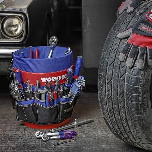 WORKPRO Bucket Tool Organizer with 51 Pockets Fits to 3.5-5 Gallon Bucket (Tools Excluded)