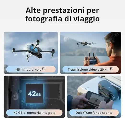 DJI Air 3S Combo Fly More (RC 2 con schermo), drone con fotocamera grandangolare CMOS 1" e teleobiettivo medio per adulti, 4K/60fps, rilevamento omnidirezionale e 3 batterie per volare più a lungo