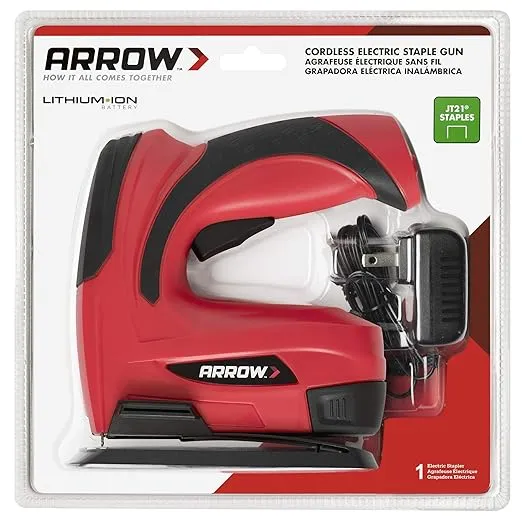 Arrow Fastener Arrow E21 Cordless Electric Light Duty Staple Gun, Black/Red