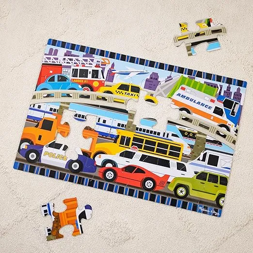 Melissa & Doug Traffic Jam Jumbo Jigsaw Floor Puzzle (24 pcs, 2 x 3 feet long) - FSC Certified