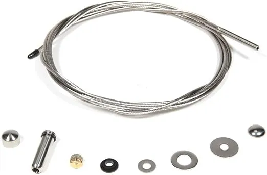 Deckorators 0.125" x 15' Cable with Pre-Attached Threaded Stud (with 1 Pull - Lock Fitting, Cap, washers, and Brass locknut)
