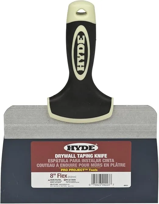 Hyde Tools 09223 8-Inch Pro Project Taping Knife with Extruded Back, Blue Steel