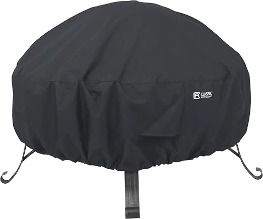 Classic Accessories Water-Resistant 30 Inch Round Fire Pit Cover, Patio Furniture Covers