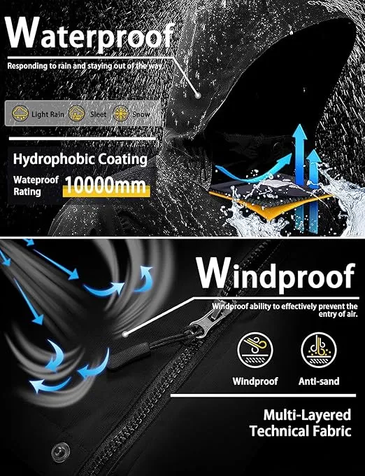 GEMYSE Men's Mountain Waterproof Ski Snow Jacket Warm Winter Windproof Parka Raincoat with Hood
