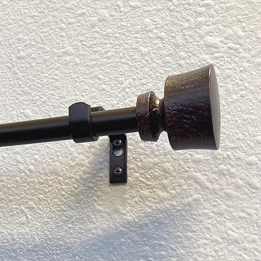 Stockton 26-48 Inch Adjustable Curtain Rod Set, 5/8 Inch Diameter in Walnut