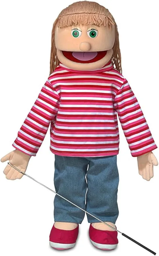 25" Emily, Peach Girl, Full Body, Ventriloquist Style Puppet