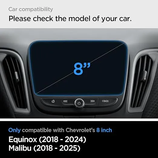 Spigen Tempered Glass Screen Protector [GlasTR Slim] designed for Chevrolet Equinox (2024-2018), Chevrolet Malibu (2025-2018) 8 inch Dashboard Touchscreen - Anti Glare