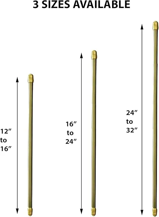 Small Cafe Curtain Rod Adjustable 12" to 16" Set of 2 Gold Plated