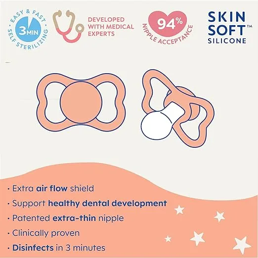 MAM Supreme Night Baby Pacifier, for Sensitive Skin, Patented Nipple, Boy, 0-6 Months (Pack of 2)