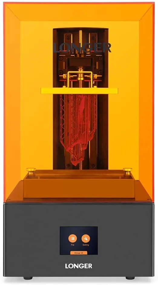 3D Printer Resin 3D Printer Orange 4K 3D Printer Photo Polymerization 3D Printer Monochrome 5.5 Inch 4K Display Parallel LED Lighting Large Print Size 4.72 x 2.68 x 7.48 Inch