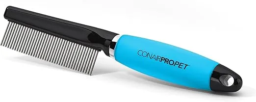CONNAIRPRO dog & cat - Cat Comb for Matted Fur - Shedding and Cat Grooming Tool, Stainless Steel Bristles with Memory Grip Gel, Ideal for All Cat Breeds