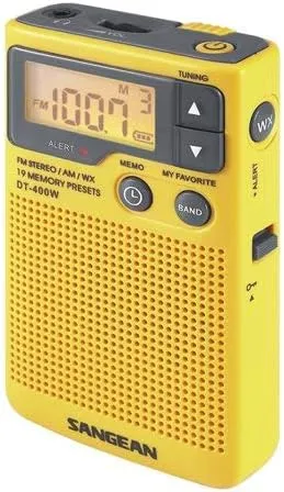Sangean DT-400W AM/FM Digital Weather Alert Pocket Radio , Yellow