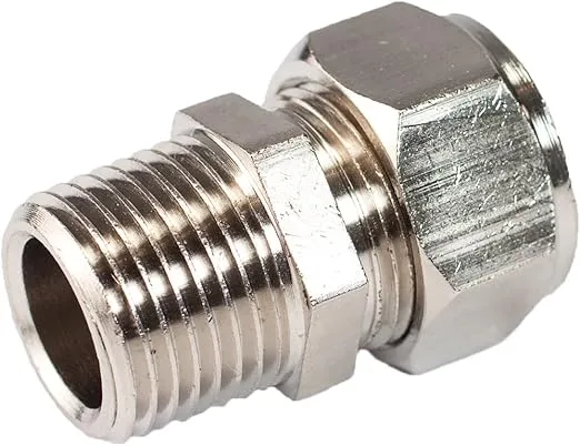 Maxline M8001 Straight Fitting for 1/2-Inch Tubing with 3/8-Inch Male NPT Thread