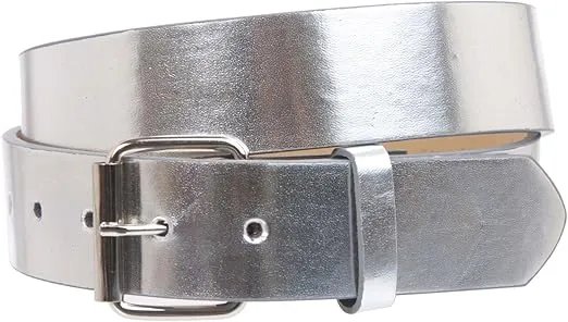 1 1/2" (38mm) Snap On Plain Leather Jean Belt With Roller Buckle