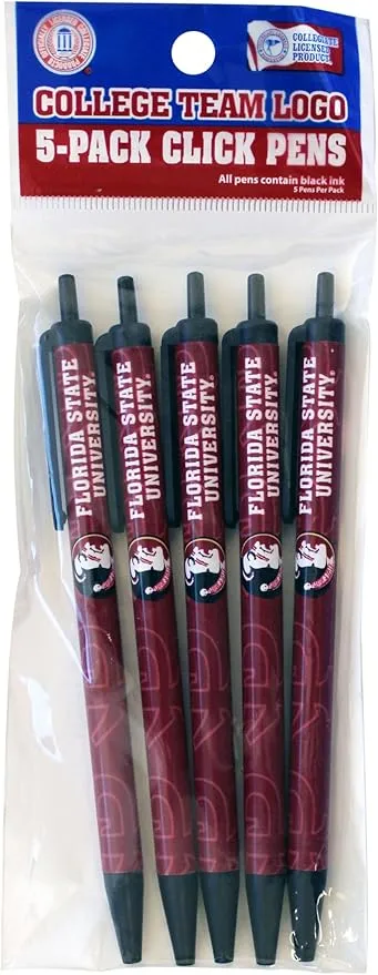 NCAA Team Color Retractable Click Pens- 5 Pack