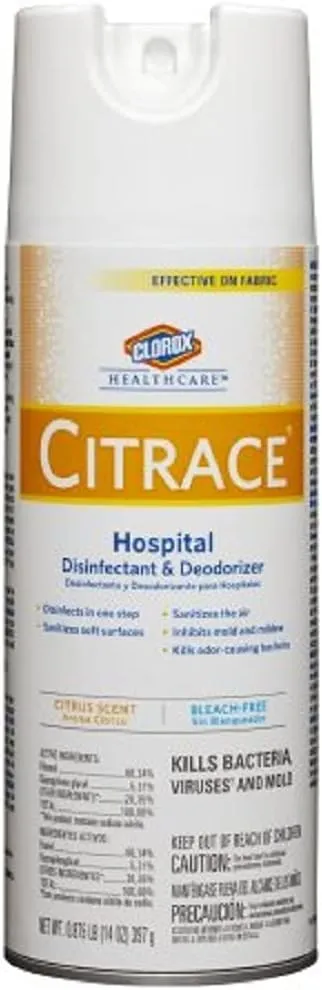 Clorox Healthcare Citrace Hospital Disinfectant & Deodorizer, Citrus, 14Oz Aerosol, 12/Carton